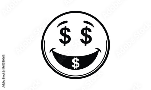 dollar smiley face, money emoticon, happy finance symbol
