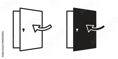 Door closed icons for web and mobile UI design. Glyph vector with editable stroke
