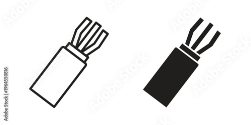Electric cable icons for web and mobile UI design. Glyph vector with editable stroke