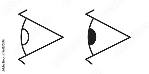 Eye side icons for web and mobile UI design. Glyph vector with editable stroke