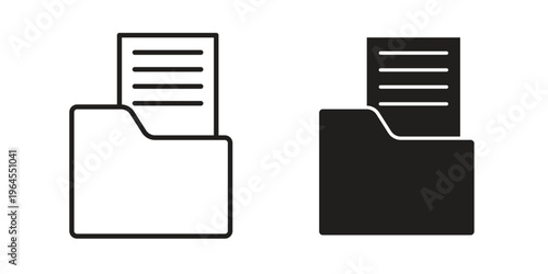 File folder icons for web and mobile UI design. Glyph vector with editable stroke
