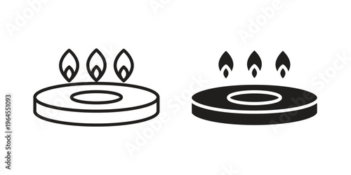 Fire burner icons for web and mobile UI design. Glyph vector with editable stroke