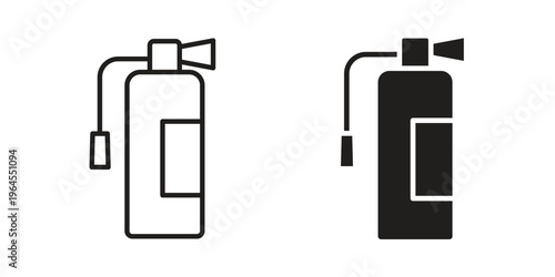 Fire extinguisher icons for web and mobile UI design. Glyph vector with editable stroke