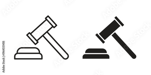 Gavel icons for web and mobile UI design. Glyph vector with editable stroke