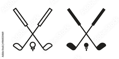 Golf club icons for web and mobile UI design. Glyph vector with editable stroke