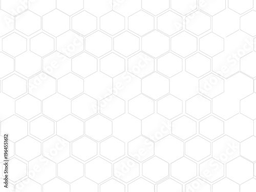 Seamless light gray hexagonal honeycomb pattern on a white background