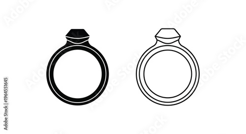 Black and white ring designs with gemstone Vector