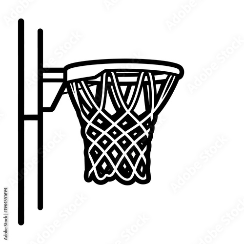 Line art basketball net isolated white background 