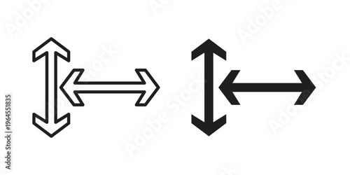 Height and width icons for web and mobile UI design. Glyph vector with editable stroke
