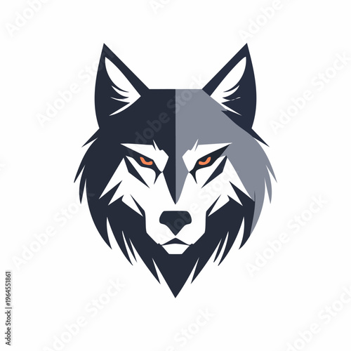 Vector Wolf Head Illustration with Split Design.