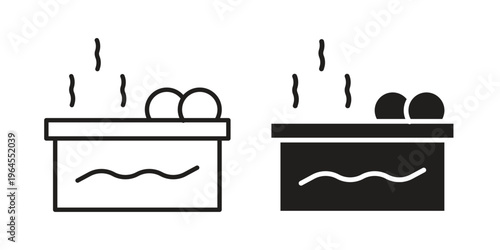 Hot tub icons for web and mobile UI design. Glyph vector with editable stroke