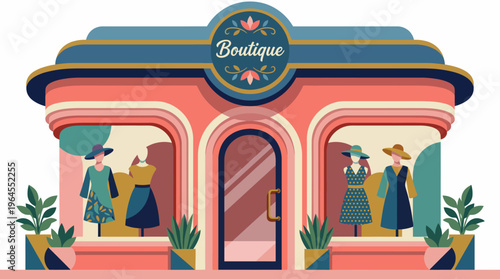 A vibrant illustration of a boutique shop showcasing stylish clothing in the window, representing fashion, creativity, and the art of self-expression through apparel.
