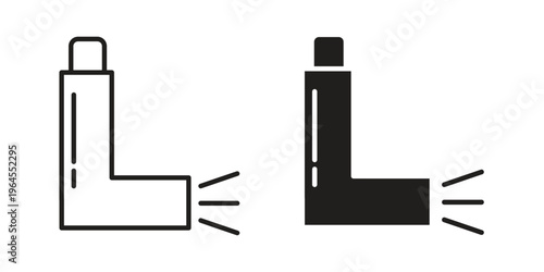 Inhaler icons for web and mobile UI design. Glyph vector with editable stroke