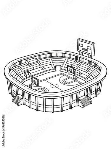Vector Line art basketball stadium 