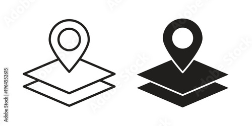 Land layer location icons for web and mobile UI design. Glyph vector with editable stroke