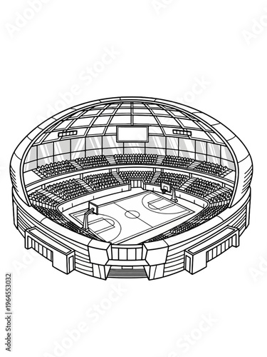 Line art basketball stadium 