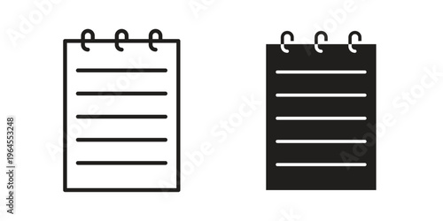 Memo Pad icons for web and mobile UI design. Glyph vector with editable stroke