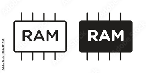 Memory icons for web and mobile UI design. Glyph vector with editable stroke