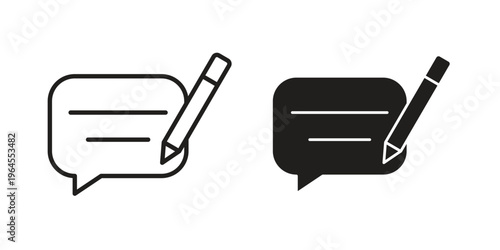 Feedback icons line and solid version, outline and filled vector design set