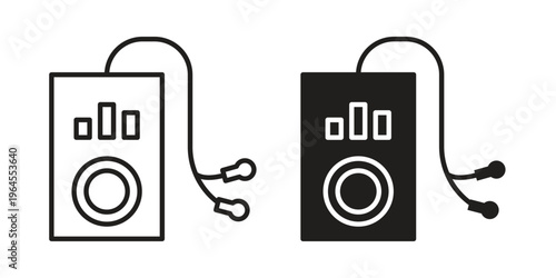 Mp3 Player icons for web and mobile UI design. Glyph vector with editable stroke