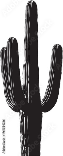 Black cactus, desert plant, vector illustration, prickly succulent