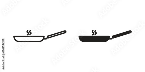 Pan frying icons for web and mobile UI design. Glyph vector with editable stroke