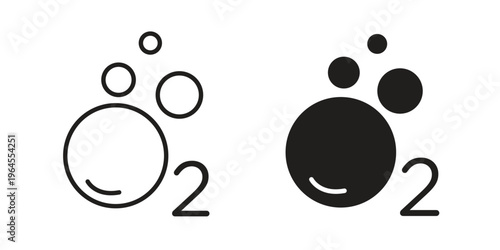 Oxygen O2 icons for web and mobile UI design. Glyph vector with editable stroke