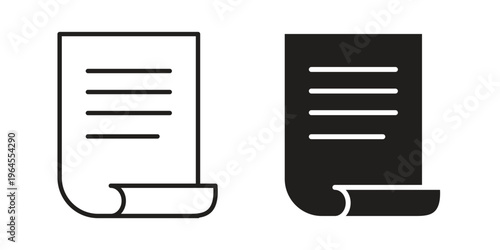 Paper Scroll icons for web and mobile UI design. Glyph vector with editable stroke