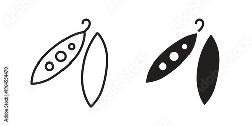 Peapod icons for web and mobile UI design. Glyph vector with editable stroke