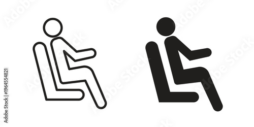 Person seat icons for web and mobile UI design. Glyph vector with editable stroke