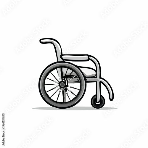 Black and White Wheelchair Illustration.