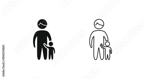 Family love silhouette and line art Vector