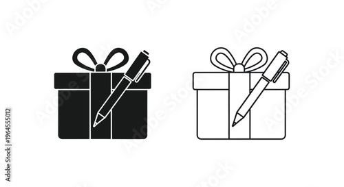 Gift box with pen and pencil Vector