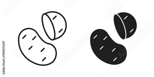 Potato icons for web and mobile UI design. Glyph vector with editable stroke