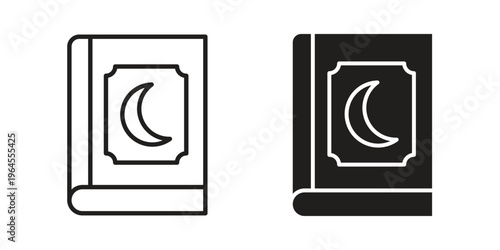 Quran book icons for web and mobile UI design. Glyph vector with editable stroke