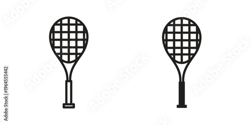 Racquet icons for web and mobile UI design. Glyph vector with editable stroke