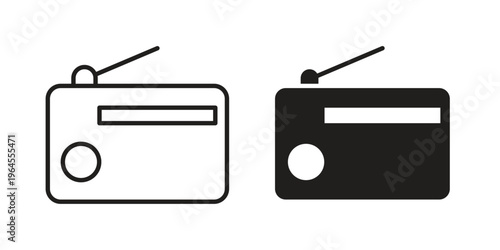 Radio icons for web and mobile UI design. Glyph vector with editable stroke