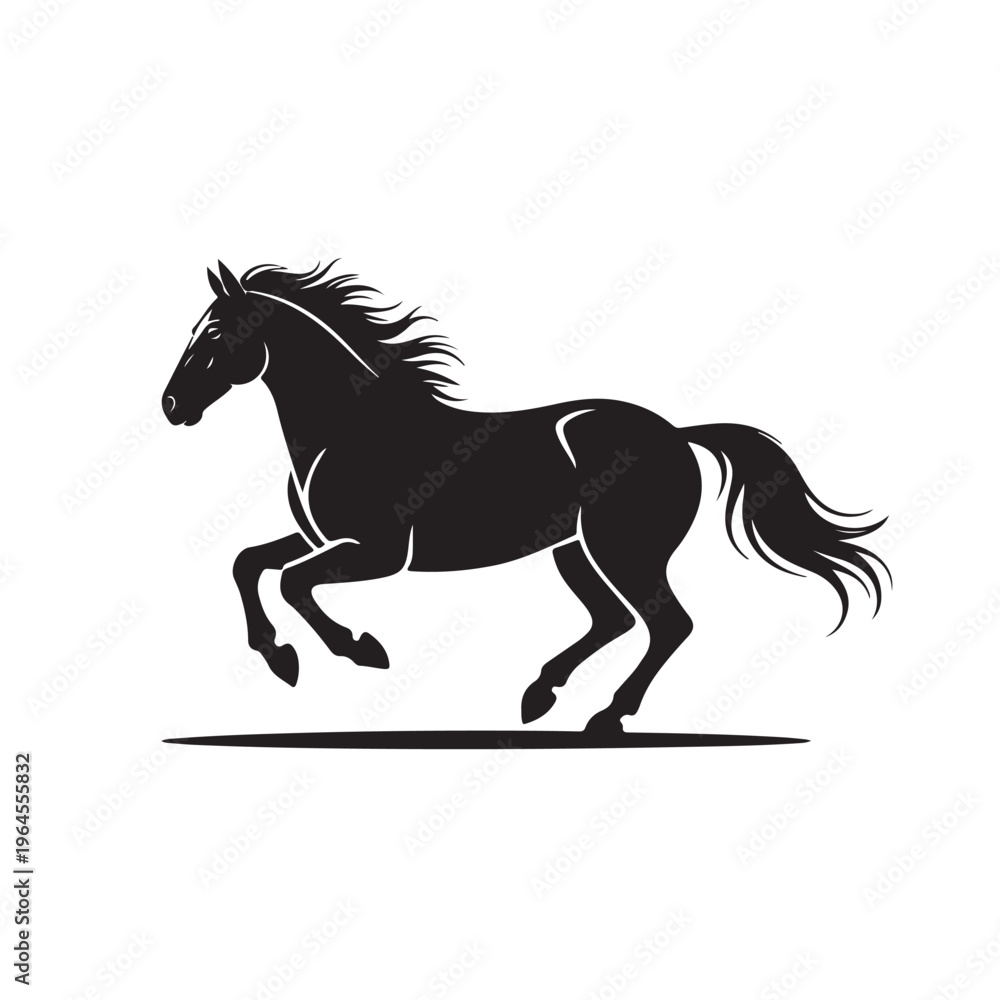 Obraz premium Galloping Wild Horse Silhouette Vector Illustration