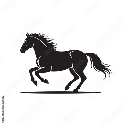 Galloping Wild Horse Silhouette Vector Illustration