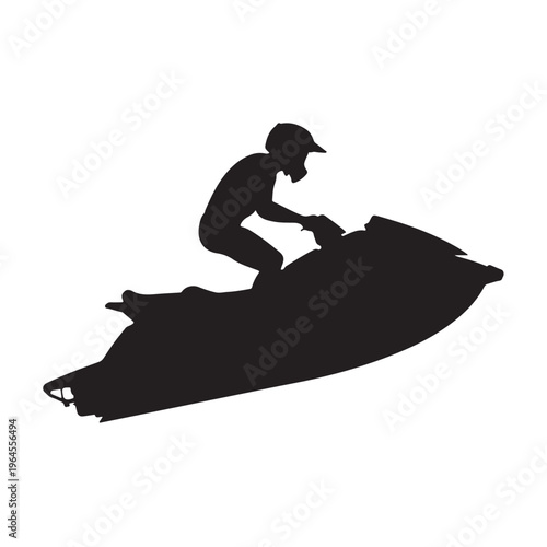 Man Riding Jet Ski Watercraft Silhouette Vector
