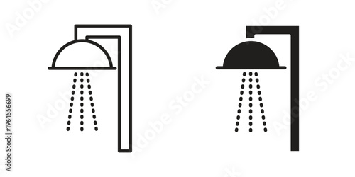 Shower icons for web and mobile UI design. Glyph vector with editable stroke