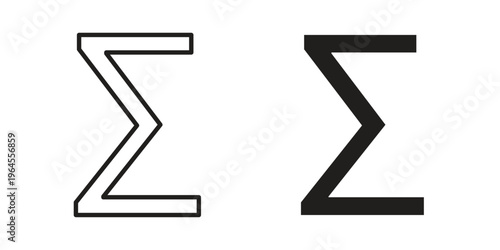 Sigma icons for web and mobile UI design. Glyph vector with editable stroke