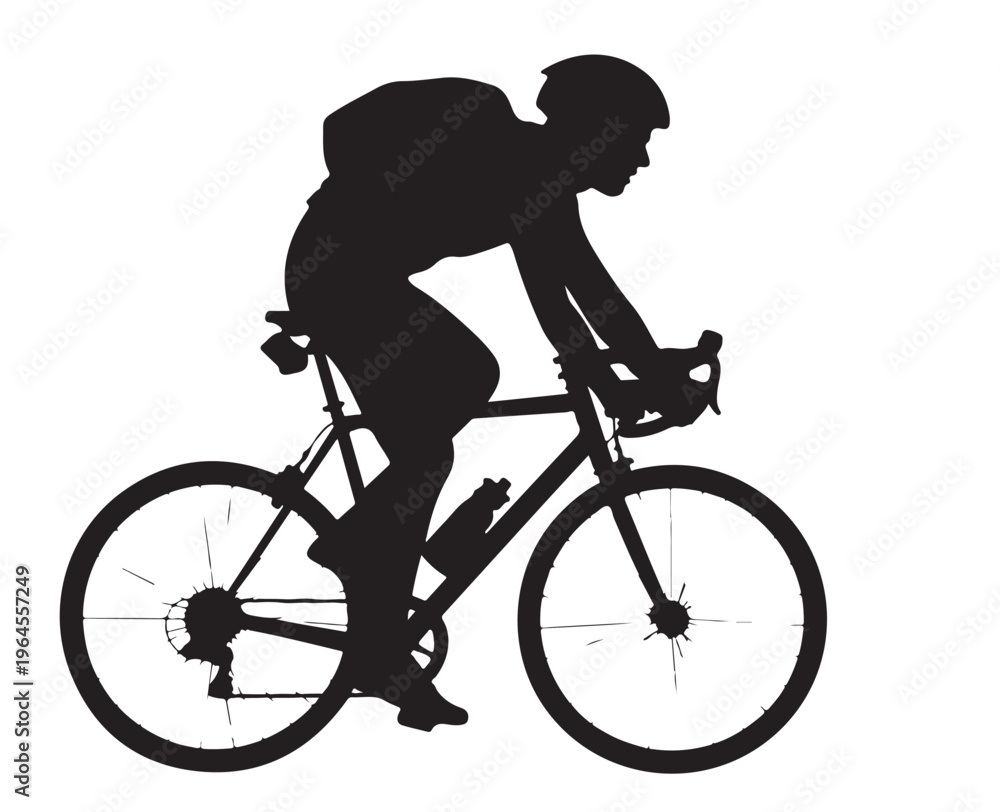 Obraz premium Road Bike Cyclist Riding Bicycle Silhouette Vector