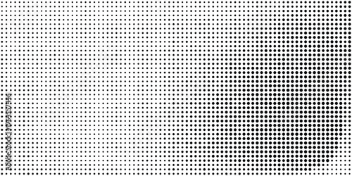 A halftone pattern transitioning from sparse dots to dense solid black areas