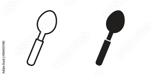 Spoon icons for web and mobile UI design. Glyph vector with editable stroke