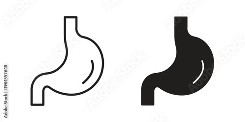 Stomach icons for web and mobile UI design. Glyph vector with editable stroke