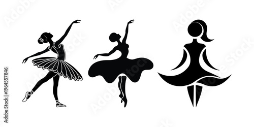 set of vector dancing girl Delicate Arm Movements Captured, Silhouettes of characters dancers on backlighting.
