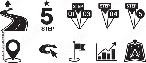 5-step business infographic template. Modern milestone diagram with road journey concept. Vector design for presentations..eps