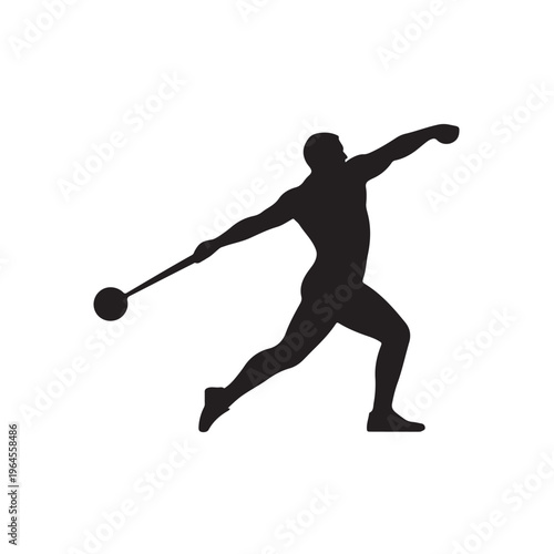 Hammer Thrower Athlete Sport Action Silhouette