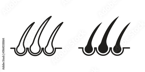 Hair icons line and solid version, outline and filled vector design set